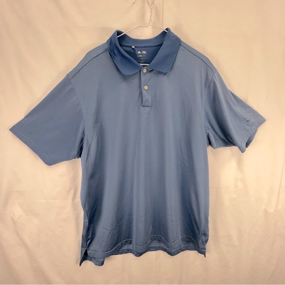 Adidas Climacool - Men's Golf Shirt - Polo Shirt - Dark and Med Blue Stripe - XL